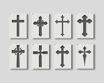 Plantillas de cruz religiosa para arte de pared, artes y manualidades, pintura de plantilla, varias opciones de diseño y tamaño: A6, A5, A4, A3, A2. GRUPO 2