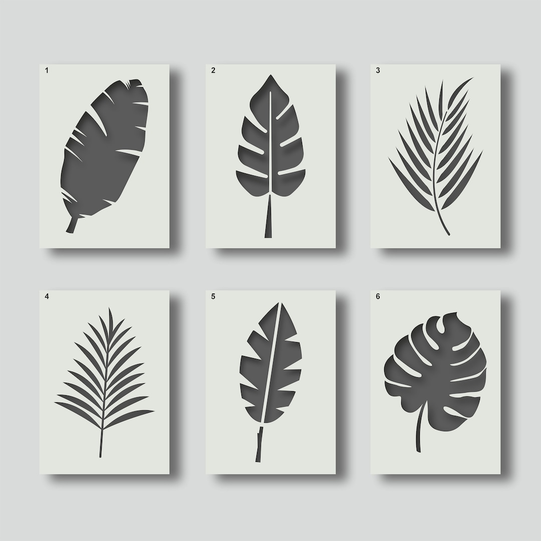 Reusable Tropical Leaf Stencils for Painting. Various Style and Size