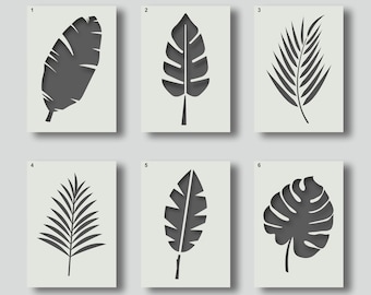 Reusable Tropical Leaf Stencils for painting. Various style and size options available, A6, A5, A4, A3, A2. Group1