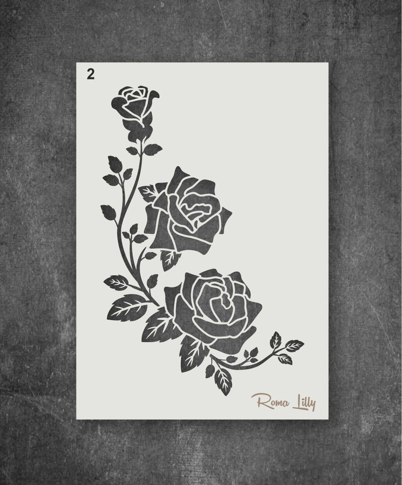 Reusable Rose Stencils, Floral Stencils for Walls, Arts & Crafts, Card ...