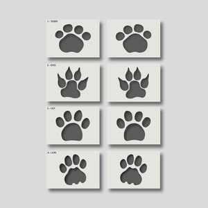 Confezione da 2 stencil con impronte di animali per la decorazione della cameretta dei bambini e altri progetti artigianali. Varie opzioni di design e dimensioni A6, A5, A4, A3, A2,
