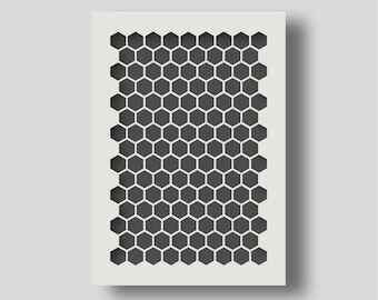Reusable honeycomb stencil,  hexagon stencil for painting, home decor, cake decoration, arts & crafts. A4 Sheet. Various sizes available.