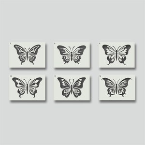 Wiederverwendbare Schmetterling Schablonen für Wandkunst, Wohnkultur, Malerei, Kunst & Handwerk, verschiedene Design- und Größenoptionen, A6, A5, A4, A3, A2. Gruppe 2