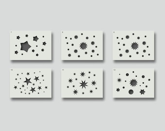 Star stencils for Wall Decor, Fabrics & Furniture, Home Decor, Arts and Crafts Stencils. Various design and size options available. Group 2