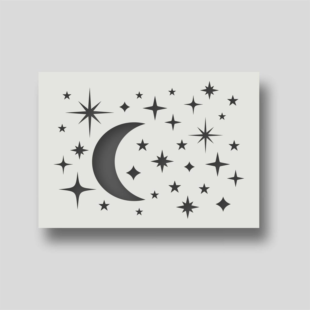 Moon and Star Stencil Reusable Celestial Wall Art Etsy