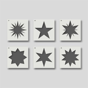 Star stencils for Nursery Walls, Fabrics & Furniture, Home Decor, and Wall Art. Various design and size options available. Group 6