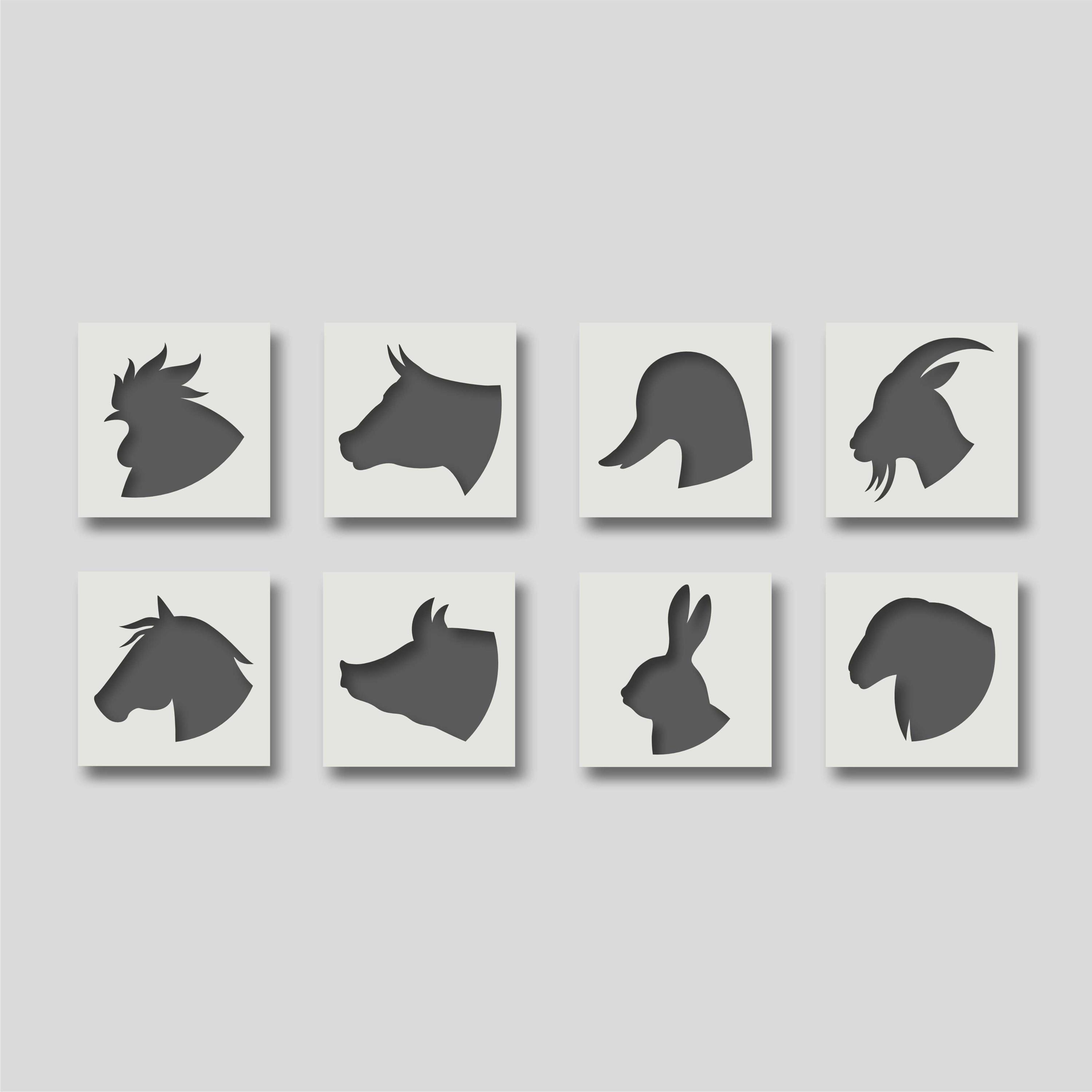 Reusable Farm Animal Head Stencils -  Farm Animal Painting Stencils - Home Decor. Various Design & Size options available.