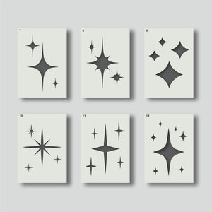 Festive star shape stencils for Walls, Fabrics & Furniture, Home Decor, Craft Stencils. Various design and size options available. Group 2