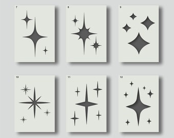 Festive star shape stencils for Walls, Fabrics & Furniture, Home Decor, Craft Stencils. Various design and size options available. Group 2