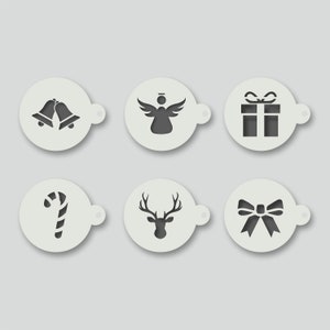 Christmas Coffee Duster Stencils decoration for Latte, Cappuccino, Hot Chocolate. Various design options available. Group 2