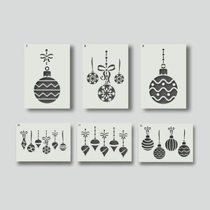 Plantillas de bolas navideñas para tarjetas, telas, decoración del hogar y manualidades. Disponibles en varios diseños y tamaños. Grupo 2