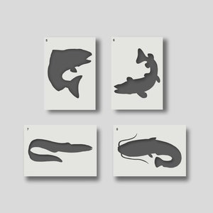 Reusable River Fish Stencils for Home Decor, Wall Art, Painting, Arts & Crafts, Various Design And Size options. A6, A5, A4, A3, A2. GROUP 2