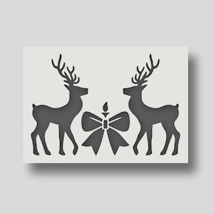 Plantilla navideña de reno para crear tarjetas, arte mural, decoración navideña, plantillas para ventanas y manualidades. Disponible en varios tamaños.