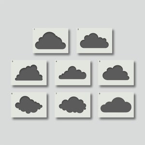 Cloud Stencils,  Reusable Cloud Stencils for Nursery, Kids Room, Wall Décor, Various style and size options available: A5, A4, A3, Set 1