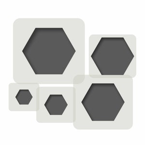 May include: Abstract geometric design with overlapping hexagonal shapes in shades of gray. The hexagons are arranged in a staggered pattern, creating a sense of depth and dimension.