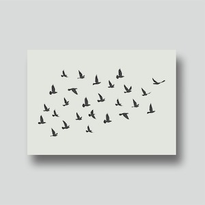 Flock Of Birds Stencils- Reusable Decorative Stencils for Wall Art, Home Décor, and Crafts. Various size options A6, A5, A4, A3, A2