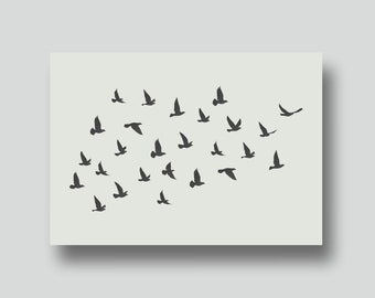 Flock Of Birds Stencils- Reusable Decorative Stencils for Wall Art, Home Décor, and Crafts. Various size options A6, A5, A4, A3, A2