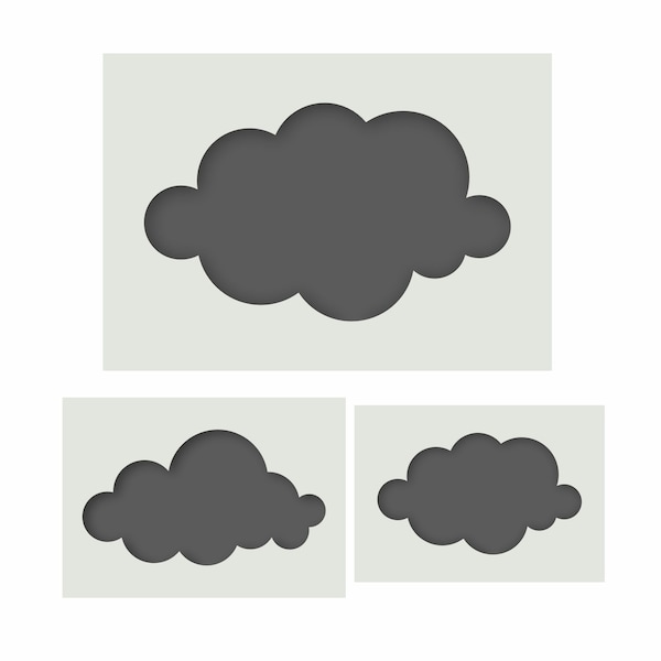 Cloud Stencils, Cloud room decoration, 3 piece stencil kit, Reusable stencils for Wall Art, Home Décor, Painting, Art & Craft. Group 2