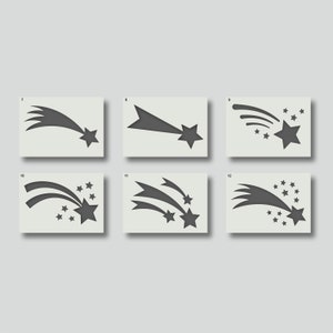 Shooting star stencils, home decor & DIY stencils. Various style and size options available A6, A5, A4, A3, A2, Group 2