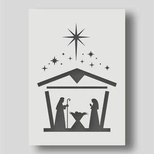 Stencil con scene della Natività per decorazioni murali, decorazioni per la casa e progetti artistici e artigianali. Disponibili in vari formati: A6, A5, A4, A3, A2.