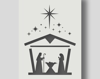 Nativity scene stencils for Wall Art, Home Decor, Art & Craft Stencil Projects. Various size options available A6,A5,A4,A3,A2