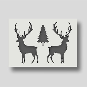 Rendierkerststencil voor kaarten maken, kunst aan de muur, woondecoratie, stencilschilderen, kunstnijverheid. Verschillende maatopties beschikbaar.