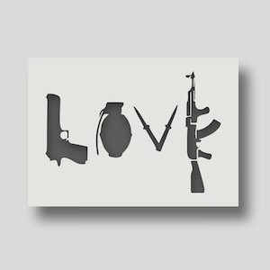 Banksy Love Stencil - Banksy wall art - Banksy home decor - Banksy Stencil. Various size options available A6, A5, A4, A3, A2.