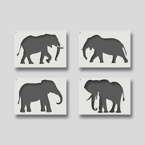 Reusable Elephant Stencils for Home Decor, Wall Art, Painting, Arts & Crafts, Various Design And Size options - A6, A5, A4, A3, A2.