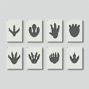 Dinosaur Footprint Stencils - Reusable stencils for wall art, home décor, painting, Arts and Crafts. Various sizes are available. SET 1