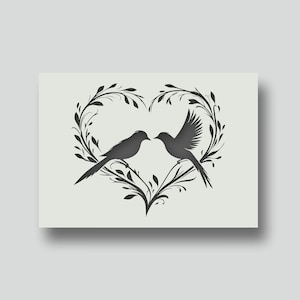 Estêncil Lovebirds - Estêncil reutilizável para arte em parede, decoração de casa, pintura, arte e artesanato, opções de tamanho A5, A4, A3, A2