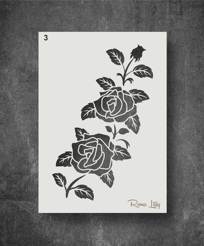 Reusable Rose Stencils, Floral Stencils for Walls, Arts & Crafts, Card ...