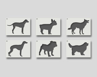 Dog Breed Stencils. Ideal for Home Decor and Wall Art - DIY Crafts, Stencil Painting. Various design and size options are available. GROUP 4