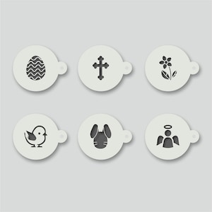 Easter Coffee Stencils for Latte, Cappuccino, Tea, and Barista use. Various designs available. Group 2