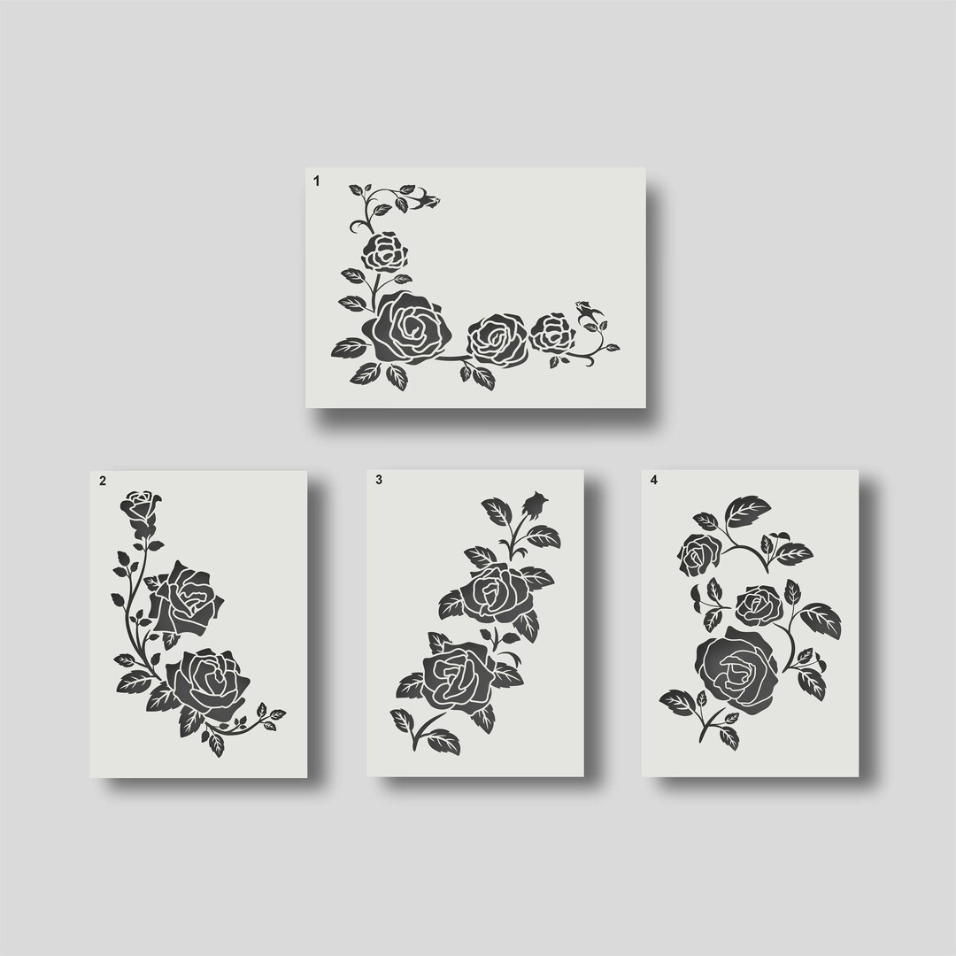 Reusable Rose Stencils, Floral Stencils for Walls, Arts & Crafts, Card ...