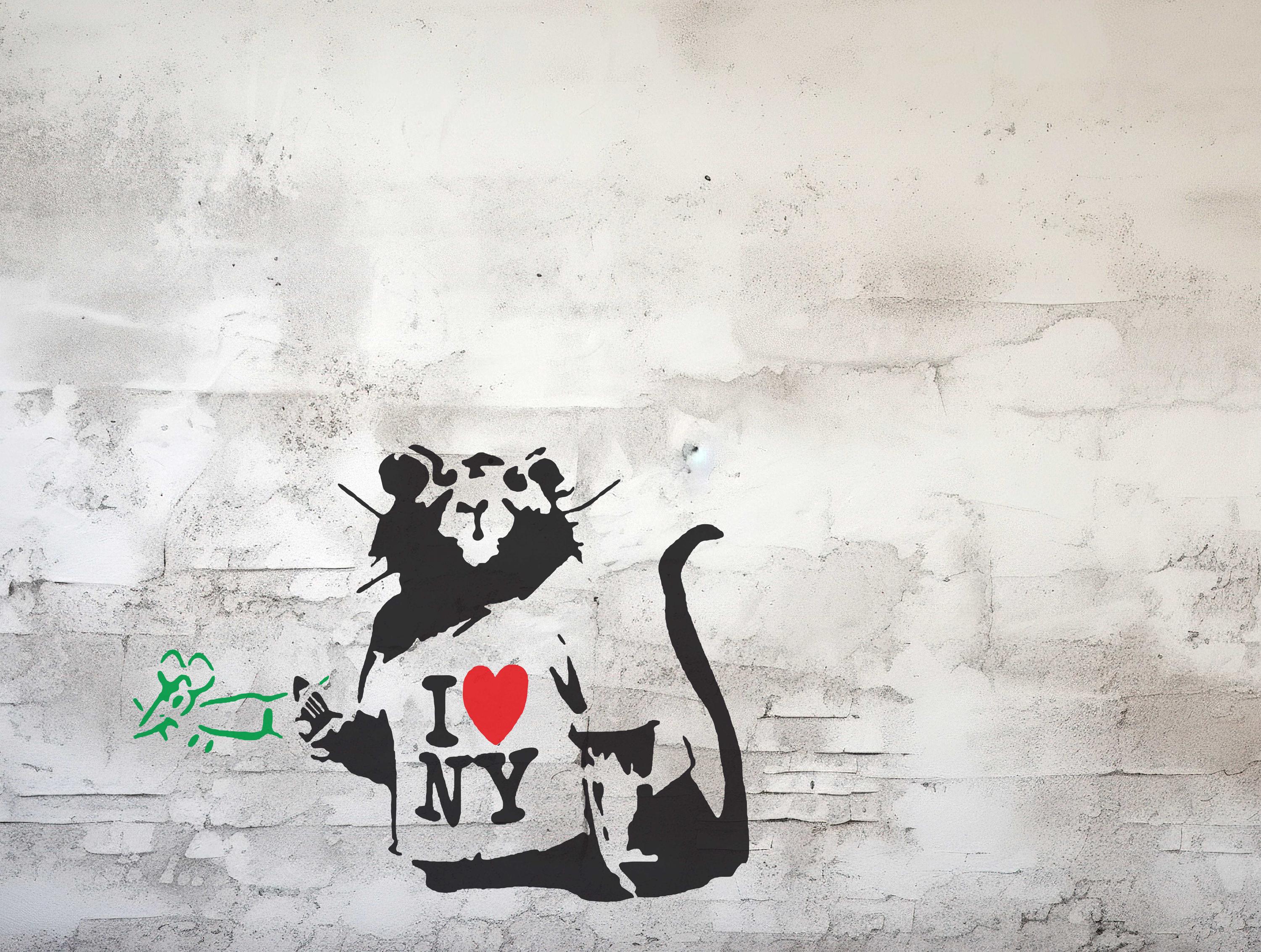 Banksy I Love New York Rat Stencil - Banksy Wall Art. Various Size