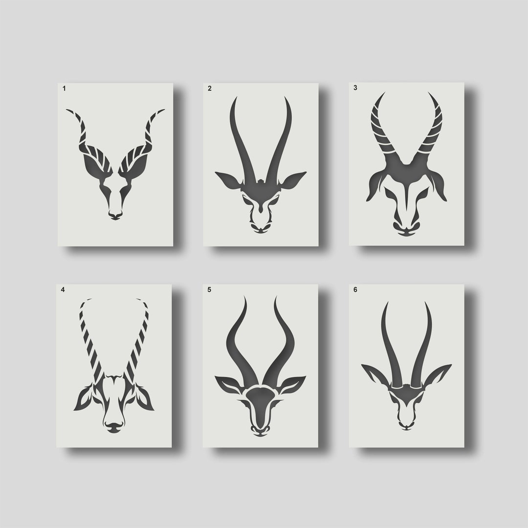 Antelope Head Stencils - Perfect for Home Decor Projects - Wall Art ...