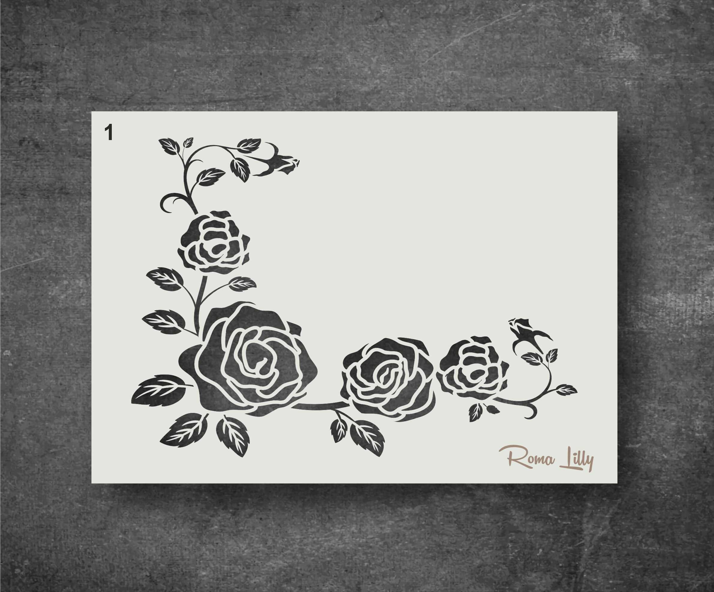 Reusable Rose Stencils, Floral Stencils for Walls, Arts & Crafts, Card ...