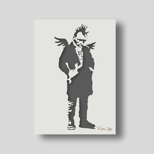 Banksy Punk Angel Stencil - Banksy wall art - Banksy home decor. Various size options available A6, A5, A4, A3, A2.
