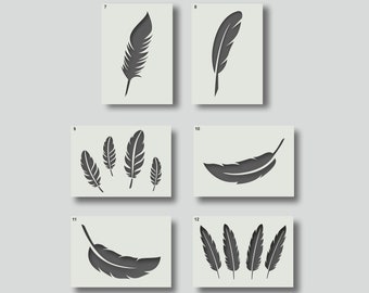 Feather Stencils, reusable home decor & DIY stencils. Various style and size options available A6, A5, A4, A3, A2, Group 2