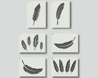 Plantillas reutilizables de plumas, decoración del hogar DIY, varios tamaños. Grupo 2