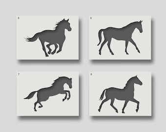 Reusable Horse Stencils for Painting, Home Decor, Arts & Craft, Kids Crafts. Various Design And Size options - A6, A5, A4, A3, A2. GROUP 2
