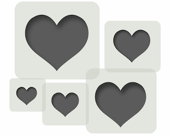 Juego de 5 plantillas de corazón, plantillas reutilizables para arte de pared, decoración del hogar, pintura, arte y manualidades