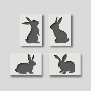 Puede incluir: Cuatro plantillas de conejos diferentes, cada una con una pose única. Las plantillas están numeradas del 1 al 4.