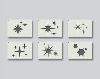 Star stencils for Nursery Walls, Fabrics & Furniture, Home Decor and Craft Stencils. Various design and size options available. Group 1