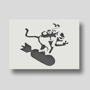 BANKSY MONKEY STENCIL 本物の猿、グラフィティスタイルの壁画