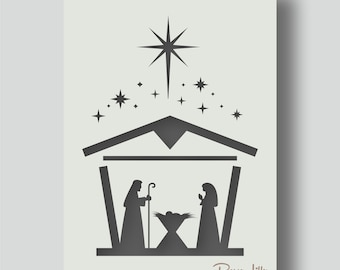 Nativity scene stencils for Wall Art, Home Decor, Art & Craft Stencil Projects. Various size options available A6,A5,A4,A3,A2