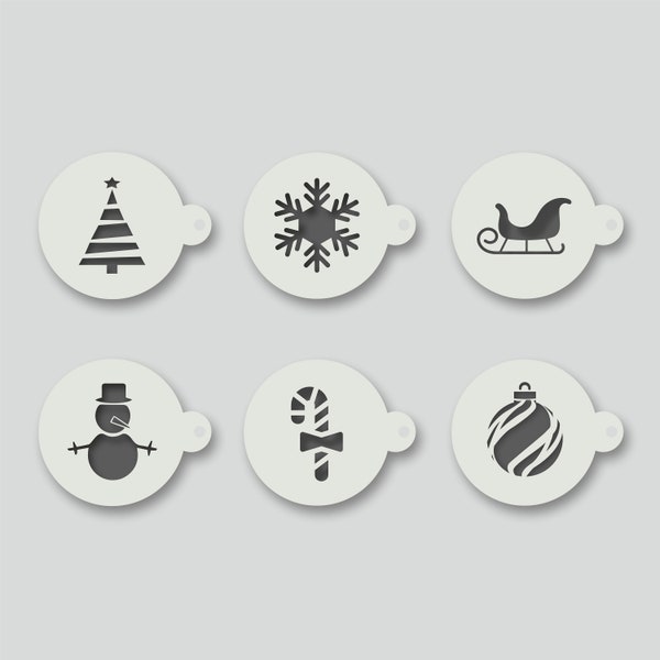 Christmas Coffee Duster Stencils for Latte, Cappuccino, Hot Chocolate. Various design options available. Group 3