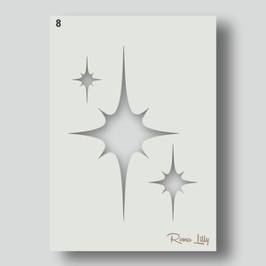 Festive star shape stencils for Walls, Fabrics & Furniture, Home Decor, Craft Stencils. Various design and size options available. Group 2 DESIGN 8