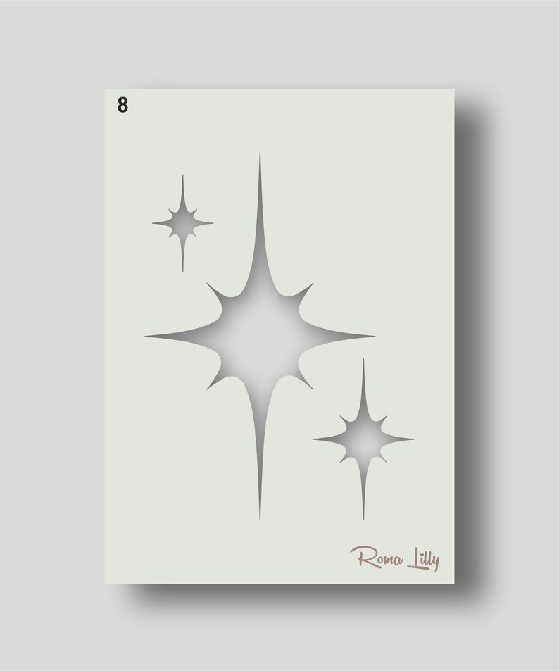 Festive star shape stencils for Walls, Fabrics & Furniture, Home Decor, Craft Stencils. Various design and size options available. Group 2 DESIGN 8