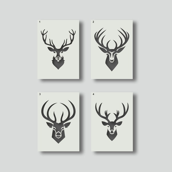 Deer and Stag Head Stencils for Home Decor, Wall Art, Painting, Arts & Crafts, Various Design And Size options - A6, A5, A4, A3, A2